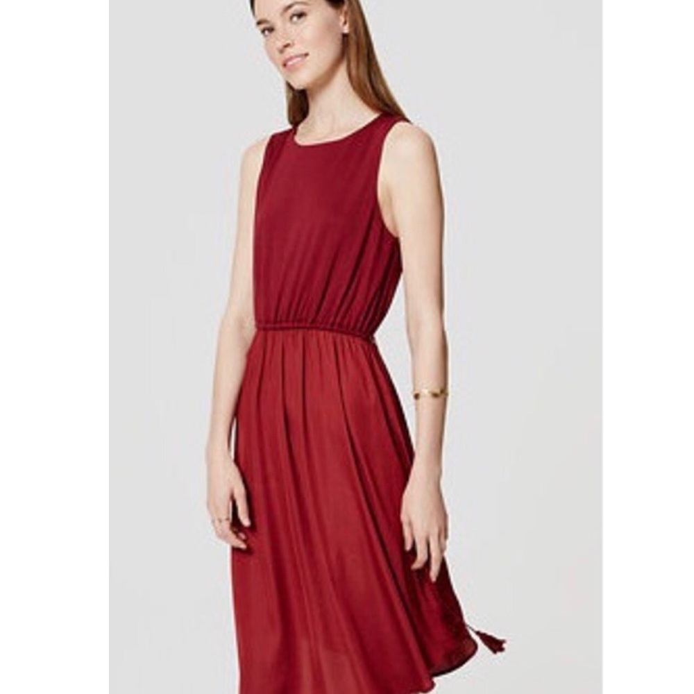 Loft | Mixed media tassel midi dress